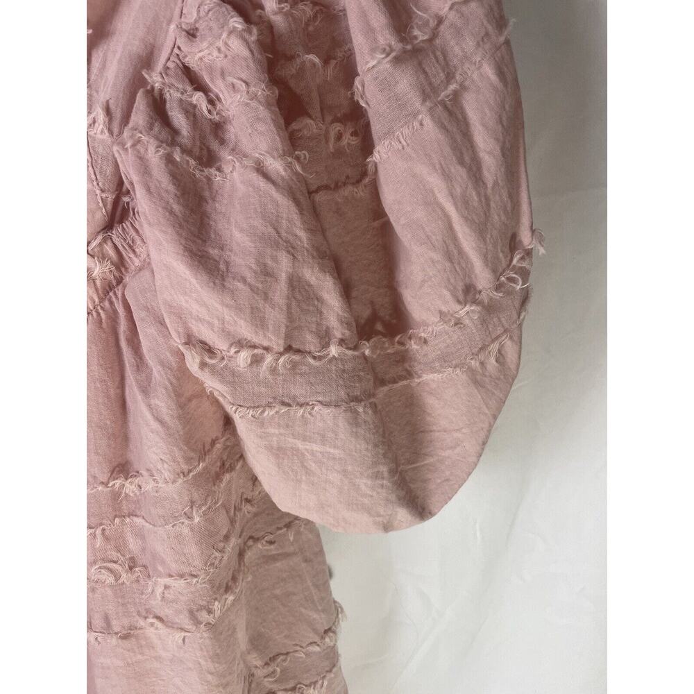 Altar’d State Distressed Pink Babydoll Mini Dress Size XS Ribbon Tie 3/4 Sleeves - Picture 4 of 8